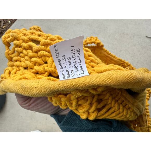 Canvas & Macrame yellow tote bag Craft supplies purse storage shopping shoulder - Picture 7 of 8